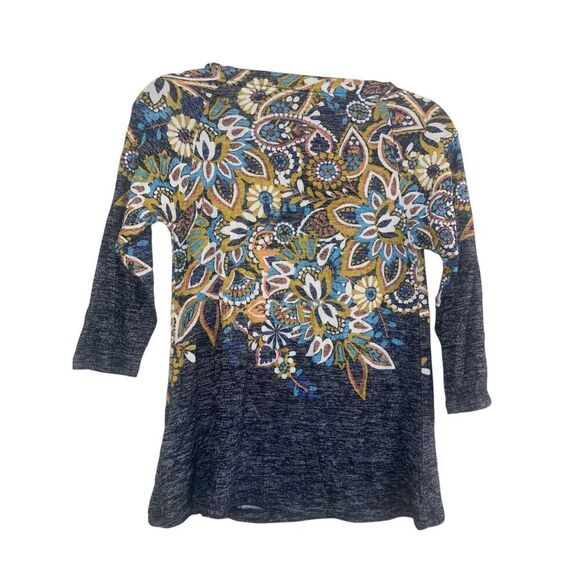 ✨ANTHROPOLOGIE Top Jacaranda Draped Neckline Floral Sz Medium ✨ - Picture 7 of 9
